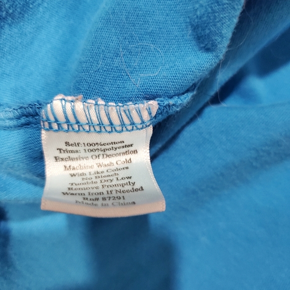 Johnny Was Blue T-Shirt, Floral Embroidery, S S - Picture 5 of 5